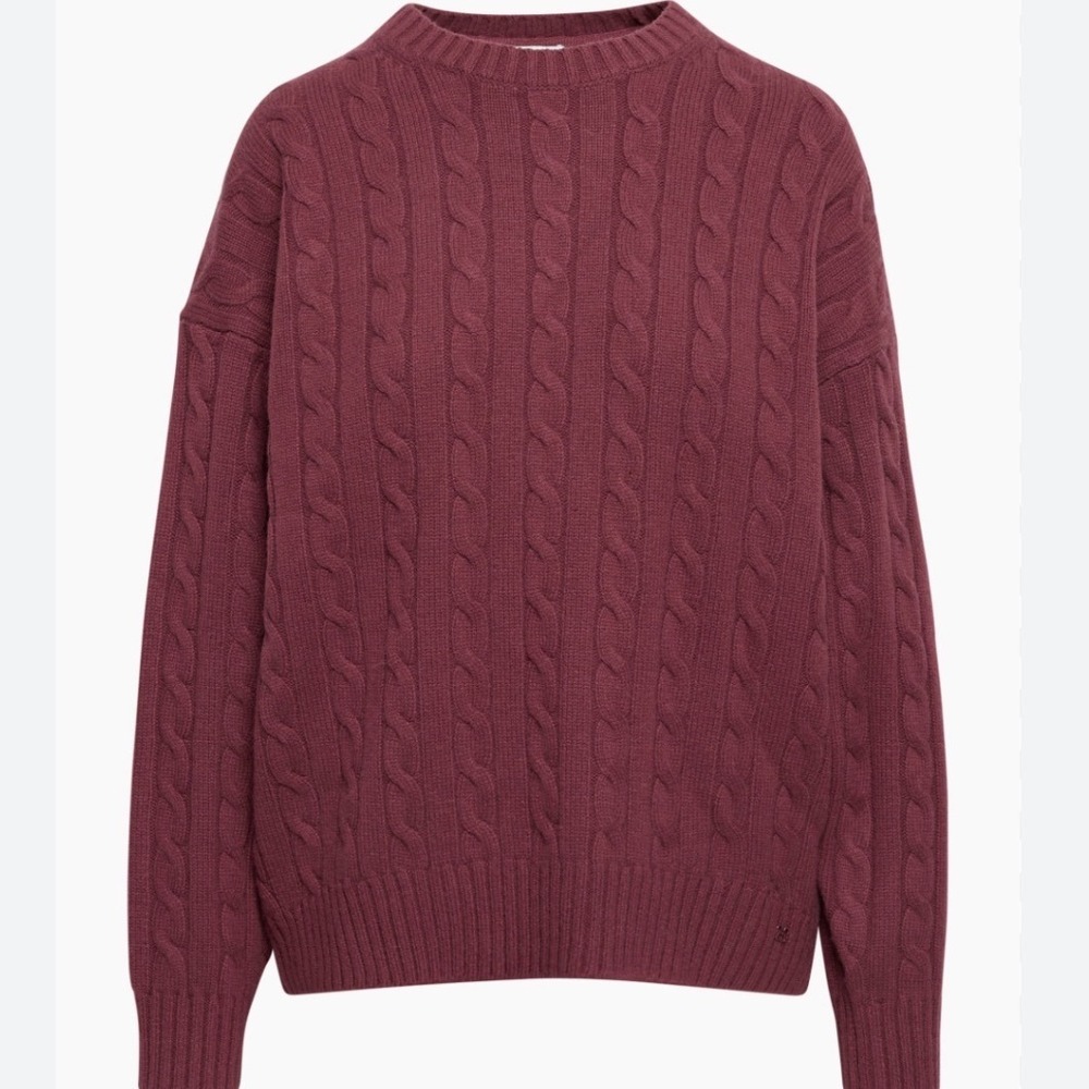 Aritzia‎ Sunday Best Peggy Burgundy Cable Knit Wool Blend Sweater XS